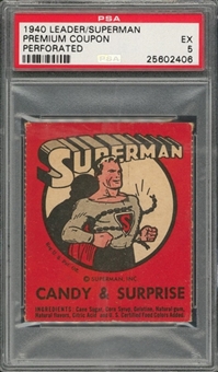 1940 R146 Leader Novelty "Adventures of Superman" Premium Coupon Card/Black  – PSA EX 5